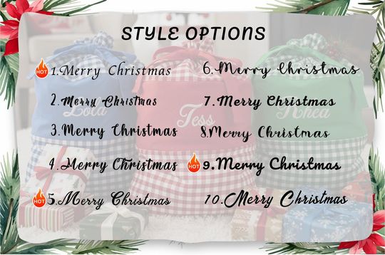 Personalized Plaid Santa Sack | Embroidered Cotton Christmas Gift Bag