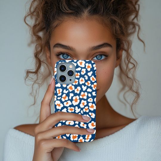 Houston Astros Leopard Print Phone Case: Orange & Navy Baseball Fan Gift