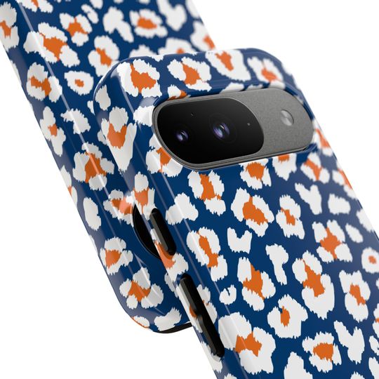 Houston Astros Leopard Print Phone Case: Orange & Navy Baseball Fan Gift