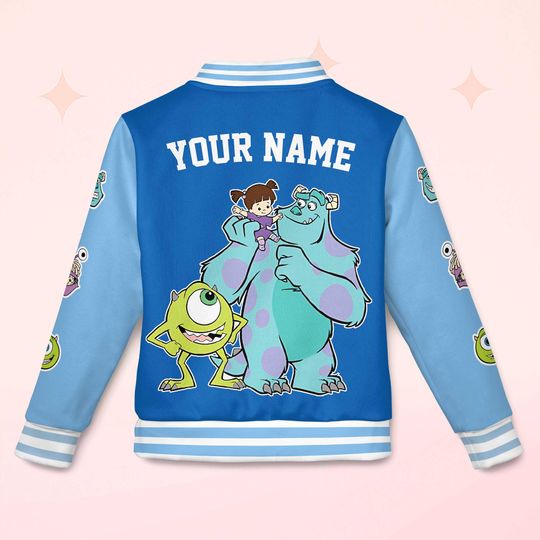 Custom Monster Inc Varsity Jacket, Personalized Monster Inc Baseball Jacket, Kids Youth Adult Varsity Jacket