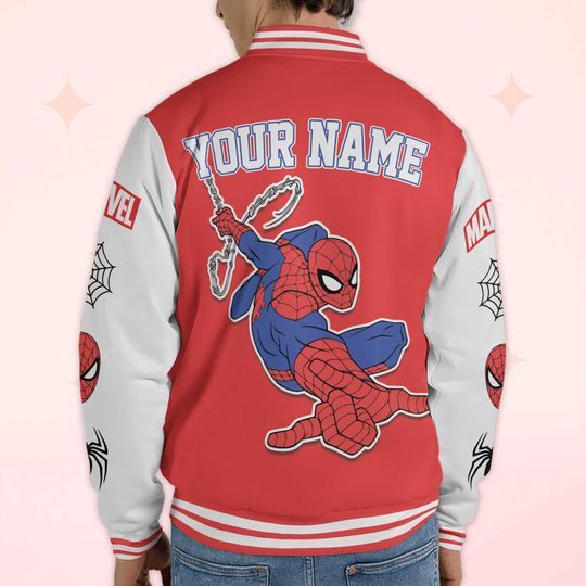 Custom Spider-Man Varsity Jacket, Personalized Superhero Spider-Man Baseball Jacket