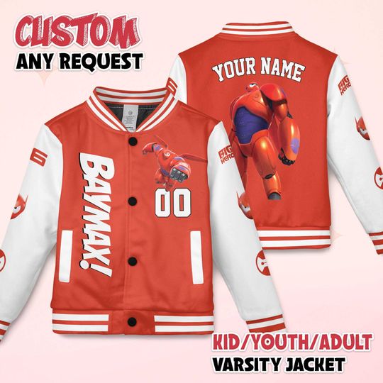 Custom Baymax Varsity Jacket, Disney Big Hero 6 Baseball Jacket, Disneyland Baseball Jacket Outfit