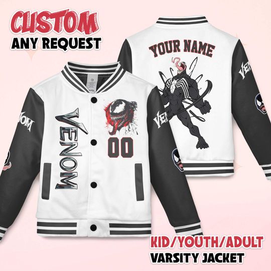 Custom Venom Varsity Jacket, Personalized Baseball Jacket