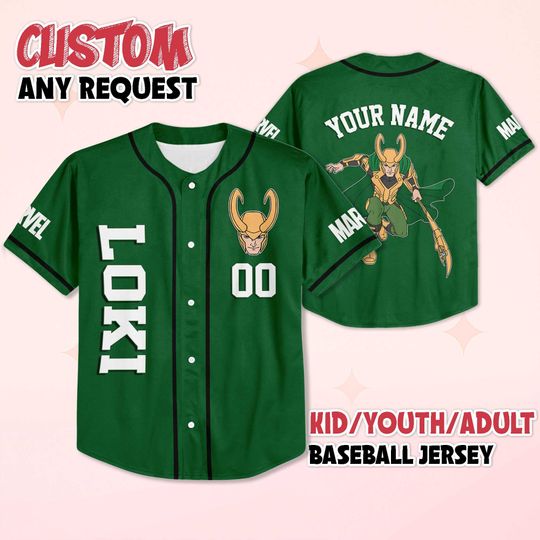 Custom Loki Baseball Jersey, Disney Marvel Villain Jersey Shirt, Disneyland Baseball Team Outfit, Birthday Gift