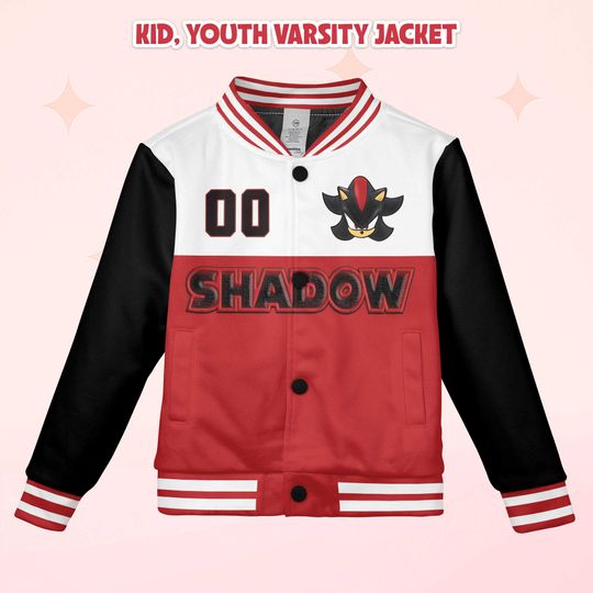 Custom Shadow Varsity Jacket, Personalized Sonic the Hedgehog Baseball Jacket