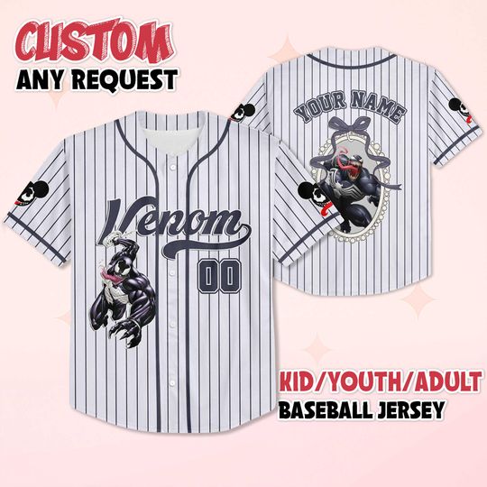 Personalized Venom Baseball Jersey, Custom Venom Baseball Shirt, Disney The Avengers Baseball, Birthday Gift