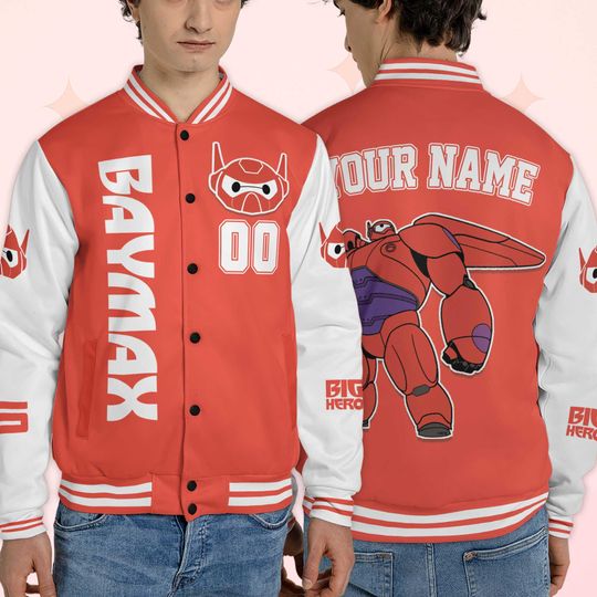 Custom Baymax Varsity Jacket, Personalized Big Hero 6 Inspired Baseball Jacket