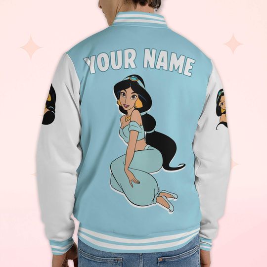Personalized Jasmine Varsity Jacket, Custom Aladdin Baseball Jacket