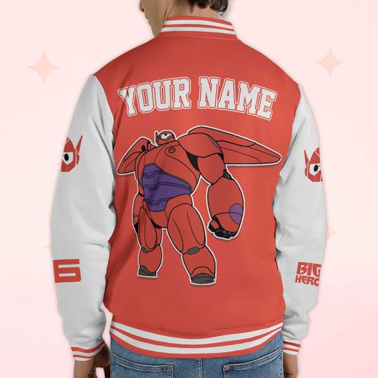 Custom Baymax Varsity Jacket, Personalized Big Hero 6 Inspired Baseball Jacket
