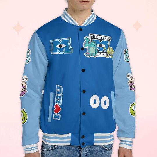 Custom Monster Inc Varsity Jacket, Personalized Monster Inc Baseball Jacket, Kids Youth Adult Varsity Jacket