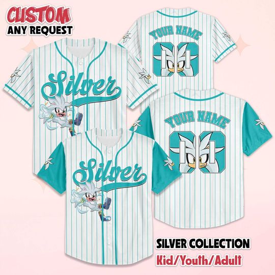 Custom Silver the Hedgehog Baseball Jersey, Sonic Gamer Outfit