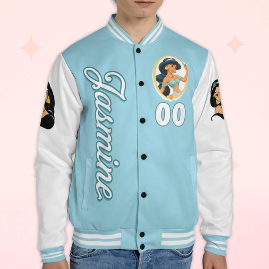 Personalized Jasmine Varsity Jacket, Custom Aladdin Baseball Jacket