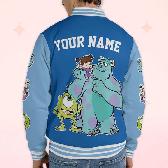 Custom Monster Inc Varsity Jacket, Personalized Monster Inc Baseball Jacket, Kids Youth Adult Varsity Jacket