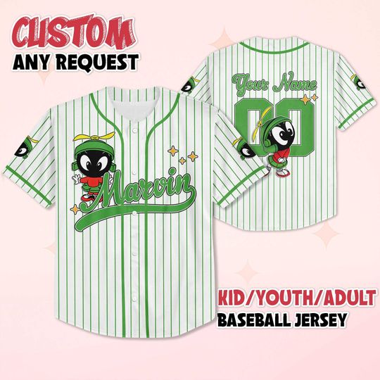 Personalized Marvin the Martian Baseball Jersey, Looney Tunes Shirt, Baseball Team Outfit, Birthday Gift