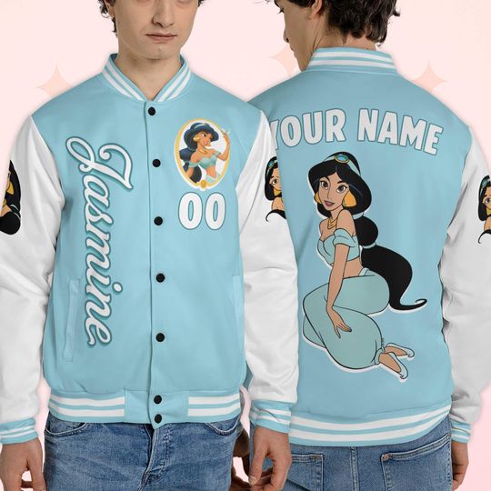 Personalized Jasmine Varsity Jacket, Custom Aladdin Baseball Jacket