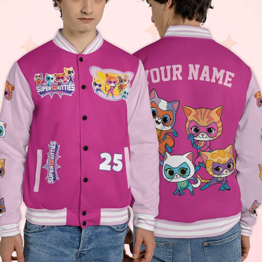 Custom SuperKitties Varsity Jacket, Personalized Baseball Jacket