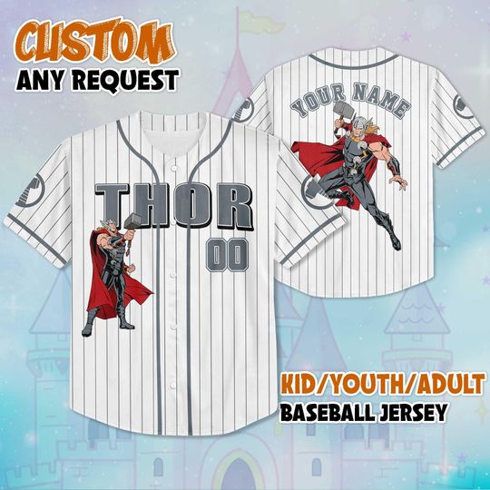 Personalized Thor Baseball Jersey, Custom Superhero Outfit