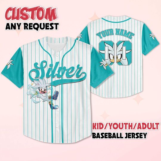 Custom Silver the Hedgehog Baseball Jersey, Sonic Gamer Outfit