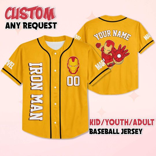 Personalized Iron Man Baseball Jersey, Custom The Avengers Jersey, Disney Baseball Team Outfit, Disney Gift