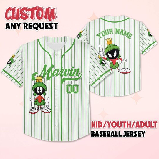 Custom Marvin the Martian Baseball Jersey, Personalized Looney Tunes Shirt, Baseball Team Outfit, Birthday Gift