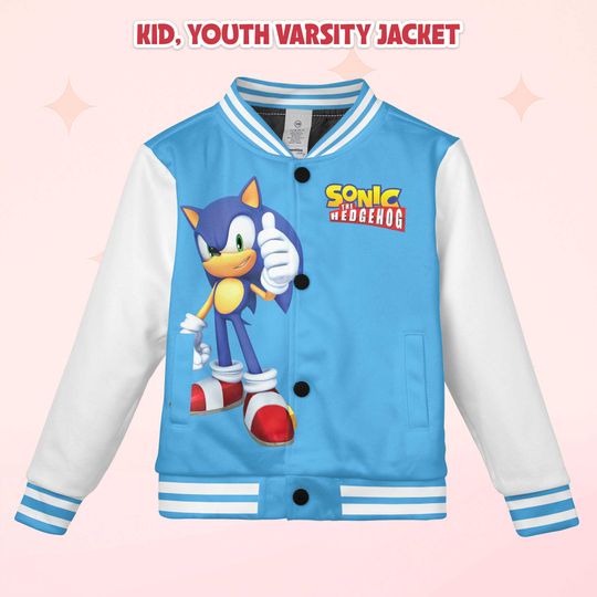 Personalized Sonic Varsity Jacket, Custom Sonic the Hedgehog Baseball Jacket