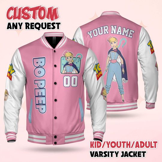 Custom Bo Peep Varsity Jacket, Personalized Toy Story Baseball Jacket