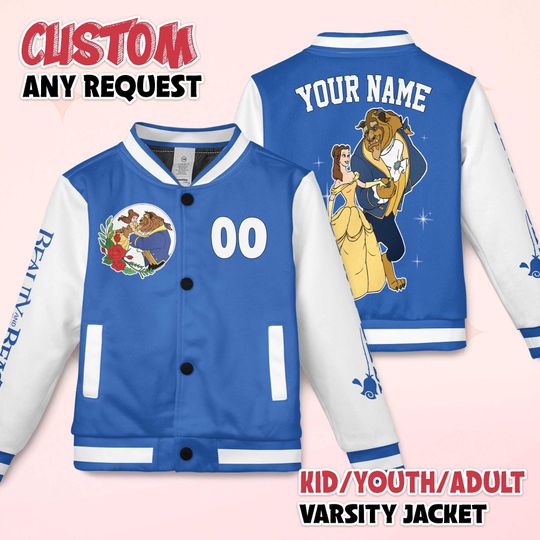 Custom Beauty and the Beast Varsity Jacket, Personalized Beauty and the Beast Baseball Jacket