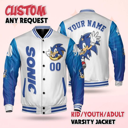 Personalized Sonic the Hedgehog Varsity Jacket