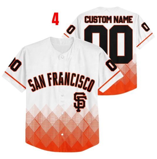 Personalized Gradient Square Shapes San Francisco Baseball Team Jersey, Giants Baseball Team Custom Jersey, Giants Baseball Gift