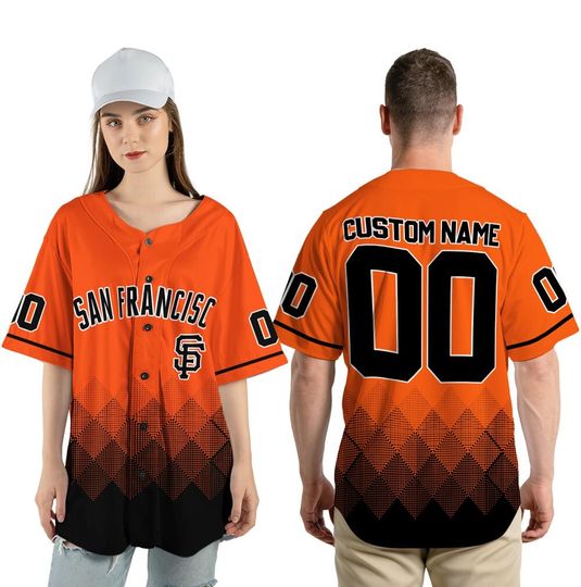 Personalized Gradient Square Shapes San Francisco Baseball Team Jersey, Giants Baseball Team Custom Jersey, Giants Baseball Gift