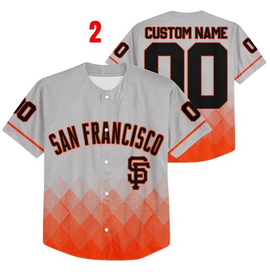 Personalized Gradient Square Shapes San Francisco Baseball Team Jersey, Giants Baseball Team Custom Jersey, Giants Baseball Gift