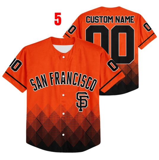Personalized Gradient Square Shapes San Francisco Baseball Team Jersey, Giants Baseball Team Custom Jersey, Giants Baseball Gift