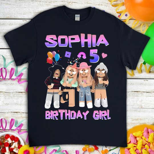 Roblox Gaming Birthday Girl Shirt, Funny Gamer Cartoon Kids T-shirt