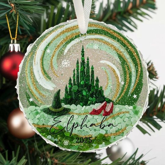 Personalized Wicked Christmas Ornament, Wicked Glass Ornament, Wicked the Musical Christmas Ornaments, Christmas Gift, Gift For Witch Fan