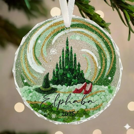 Personalized Wicked Christmas Ornament, Wicked Glass Ornament, Wicked the Musical Christmas Ornaments, Christmas Gift, Gift For Witch Fan