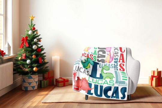 Personalized Baby Dinosaur Blanket, Fleece Blanket, Monogram & Name Custom Gift