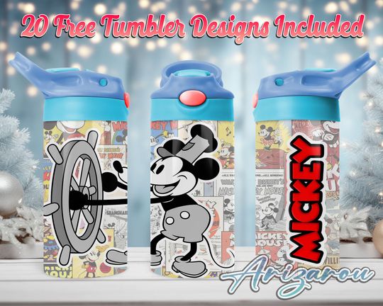 Mouse Cartoon 12oz Kids Flip Top Sippy Cup, Cartoon Sippy cup Tumbler, Mouse MovieTumbler