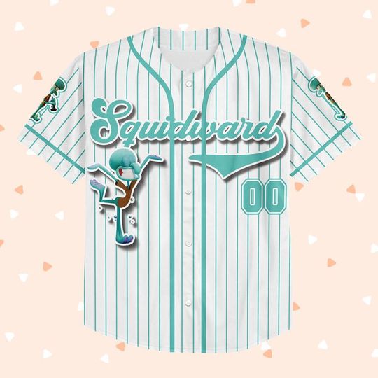 Personalized The SpongeBob SquarePants Movie Baseball Jersey, Squidward Custom Printstripe Baseball Jersey, The SpongeBob Fans