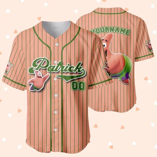 Personalized The SpongeBob SquarePants Movie Baseball Jersey, Patrick Star Custom Printstripe Baseball Jersey, The SpongeBob Fan