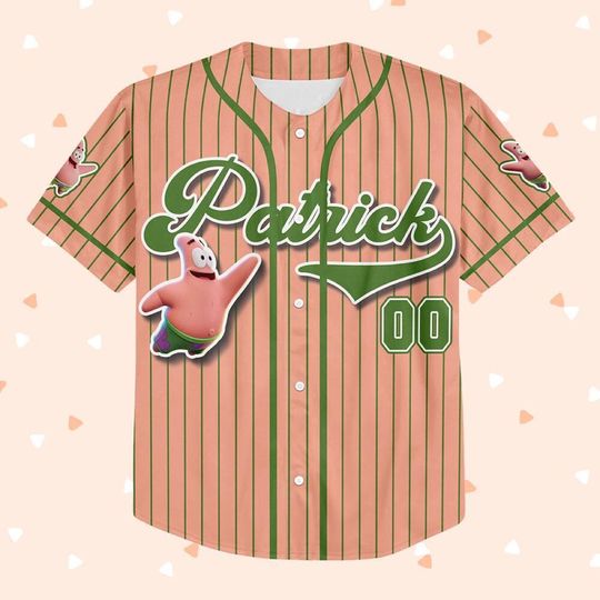 Personalized The SpongeBob SquarePants Movie Baseball Jersey, Patrick Star Custom Printstripe Baseball Jersey, The SpongeBob Fan