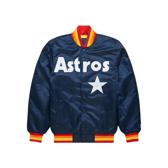 Houston Astros Navy Blue Bomber Jacket, Retro Baseball Varsity Coat, Vintage Fan Gear, Classic Sports Outerwear