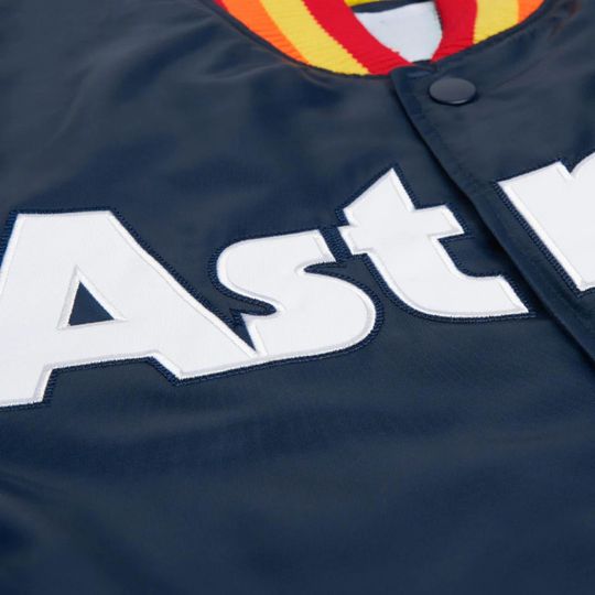 Houston Astros Navy Blue Bomber Jacket, Retro Baseball Varsity Coat, Vintage Fan Gear, Classic Sports Outerwear