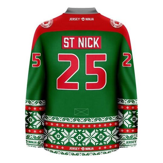 Christmas North Pole Nicks Green Holiday Hockey Jersey