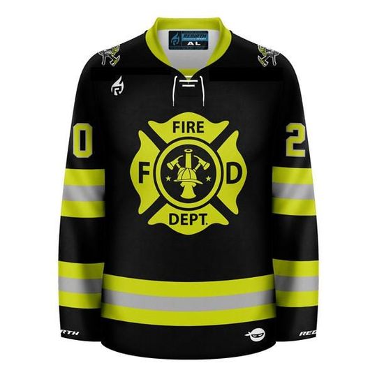 Firefighter - Turnout Gear Black Hockey Jersey