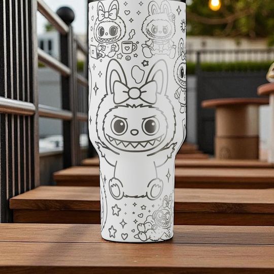 Labubu Bunny Tumbler  Engraved Labubu Cup  Cute Bunny Character Mug