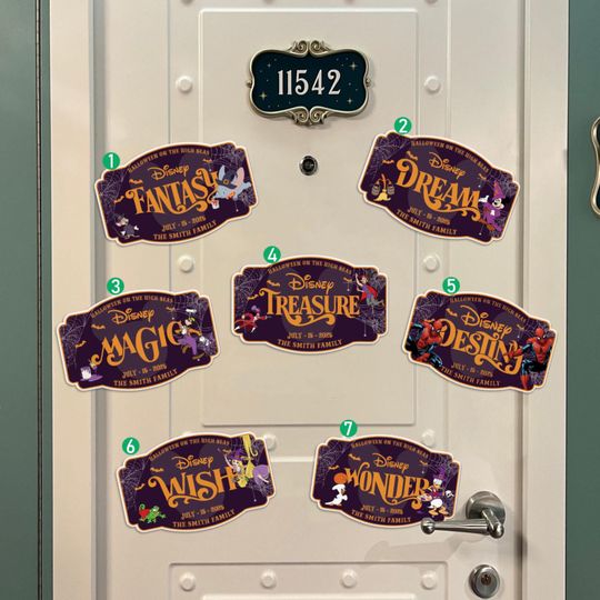 Personalized Disney Cruise Halloween Magnet, Disney Cruise Plaque Personalised Magnet, Disney Cruise Line Ship Name Door Halloween Magnet