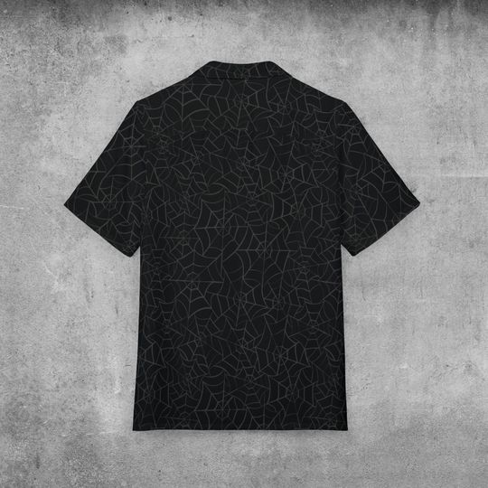 Spiderweb Hawaiian Shirt, Gothic Halloween Button Down