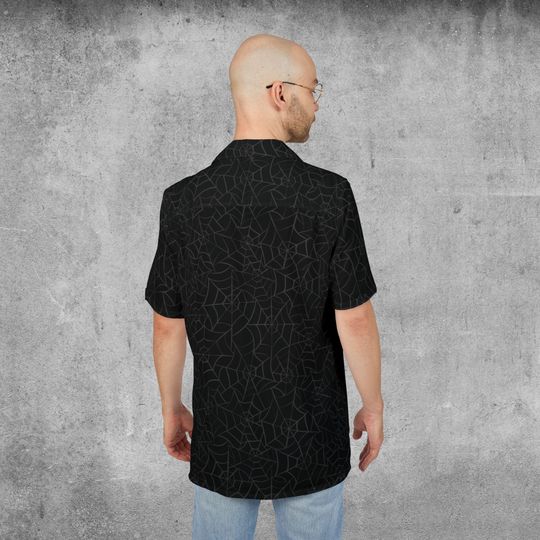 Spiderweb Hawaiian Shirt, Gothic Halloween Button Down