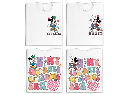 Disney In My 100 Days Of School Era Shirt, Minnie Mickey Pooh School Tee, Teacher Appreciation Tee, Elementary School Tee, Back to School