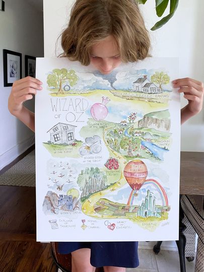 Wizard of Oz Watercolor Map Art Poster